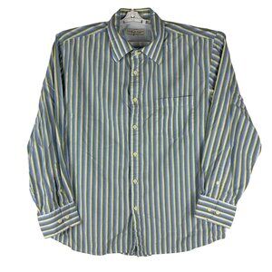 Eighty Eight Men's XL Button-Down Shirt Blue & Green Stripes 100% Cotton
